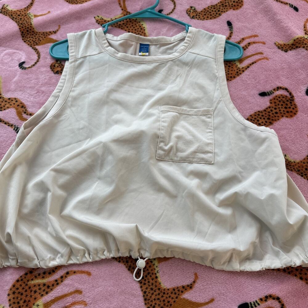 Stretch tech Women’s Large Quick Dry Ivory Tank Drawstring Athletic
